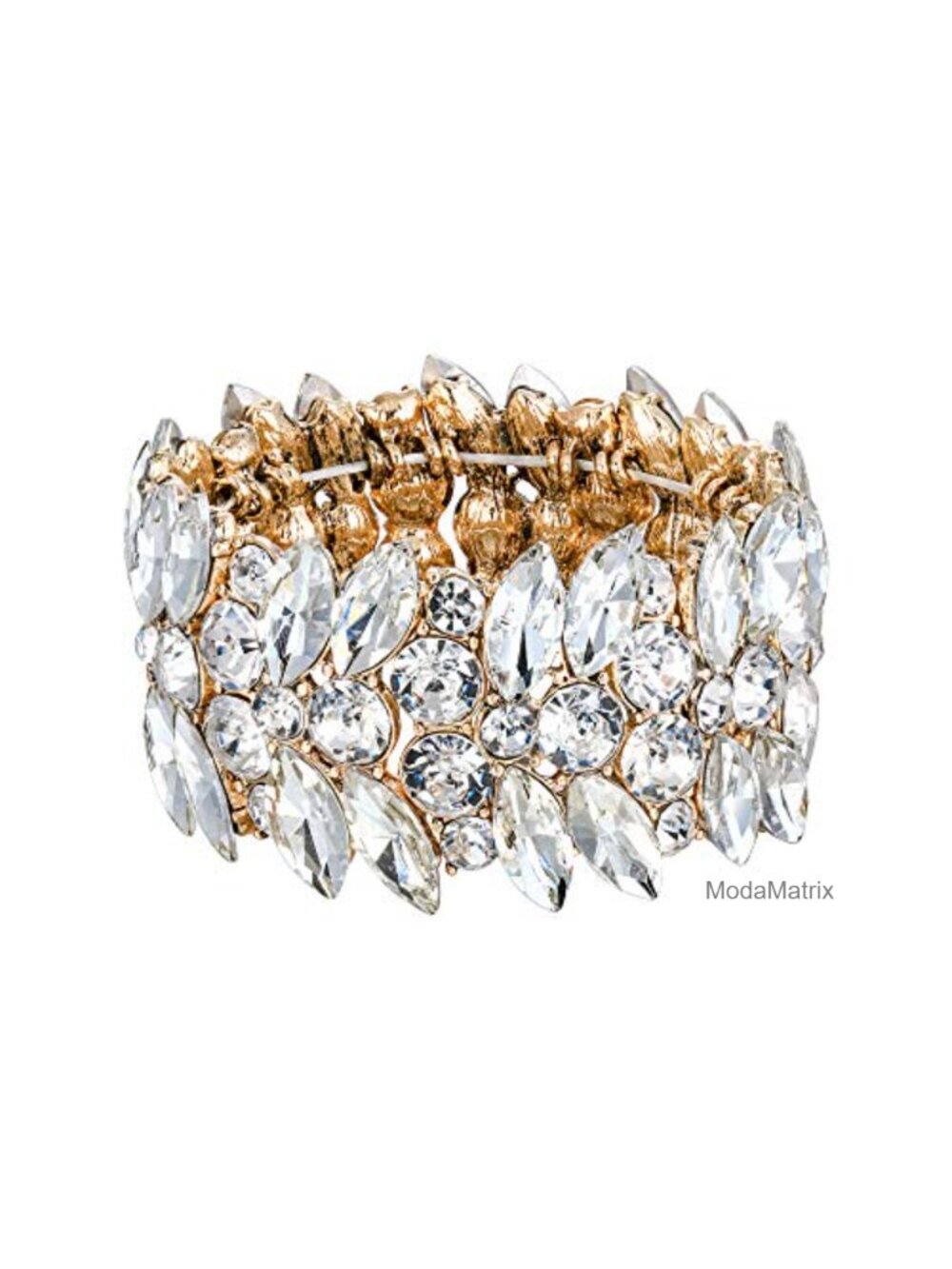 Art Deco Marquise Crystal Stretch Bracelet for Prom Wedding Bride